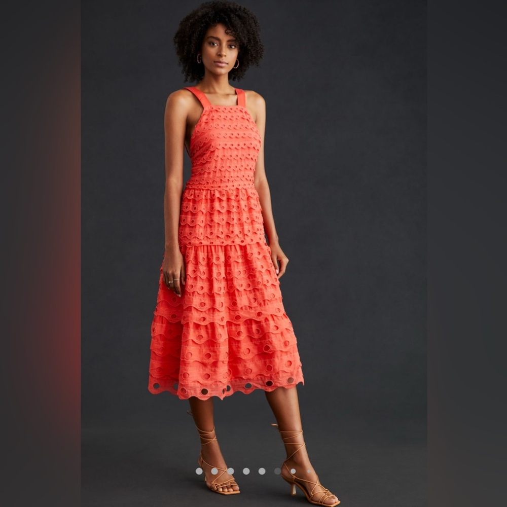 *New* Anthropologie Maeve Eyelet Midi Dress, Size 10